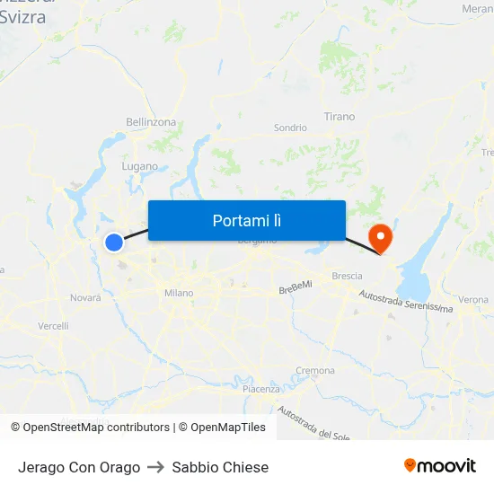 Jerago Con Orago to Sabbio Chiese map