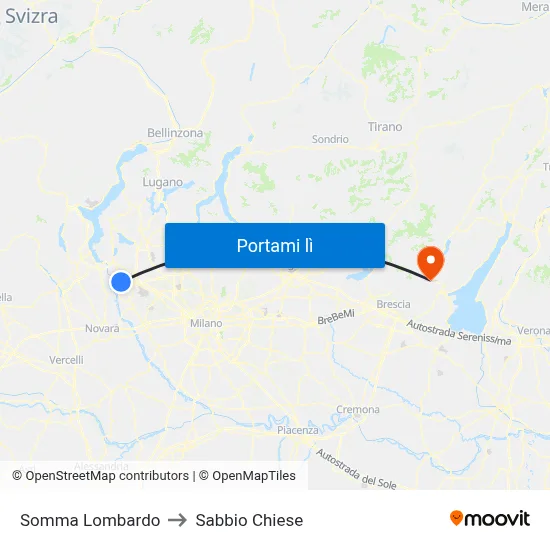 Somma Lombardo to Sabbio Chiese map