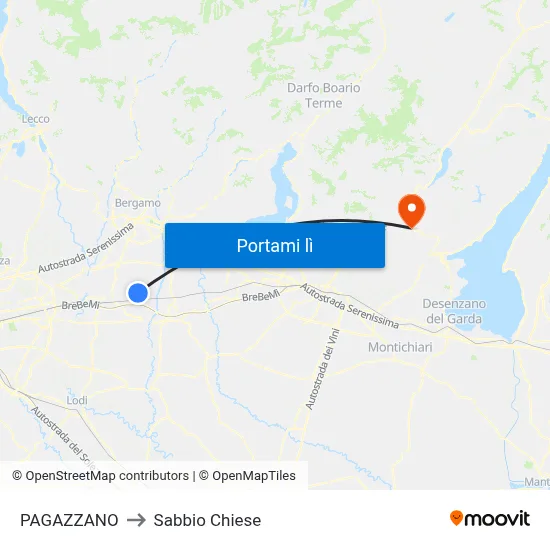 PAGAZZANO to Sabbio Chiese map