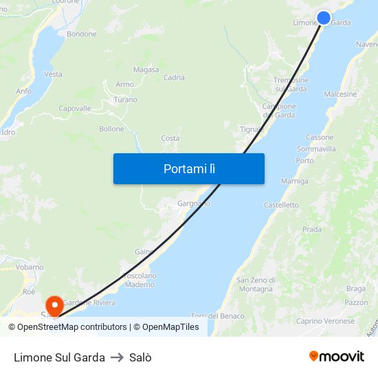 Limone Sul Garda to Salò map