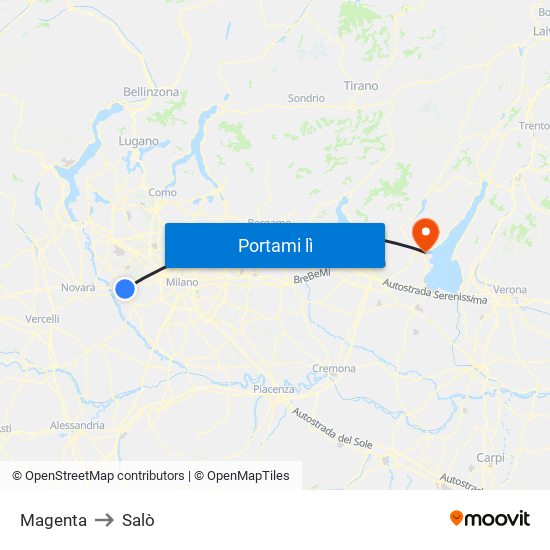 Magenta to Salò map