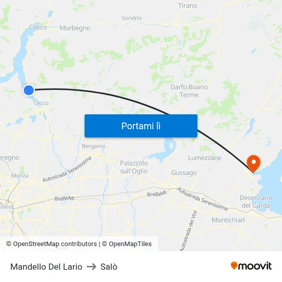 Mandello Del Lario to Salò map