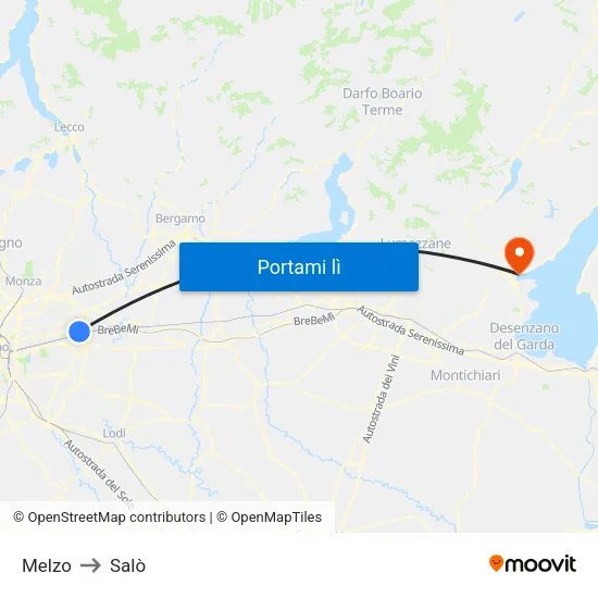Melzo to Salò map