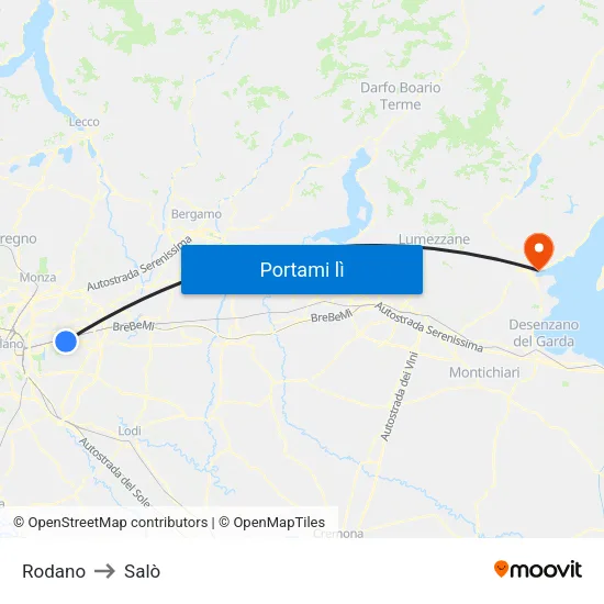 Rodano to Salò map
