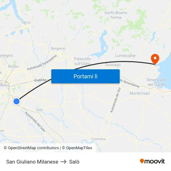 San Giuliano Milanese to Salò map