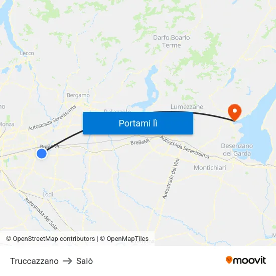 Truccazzano to Salò map