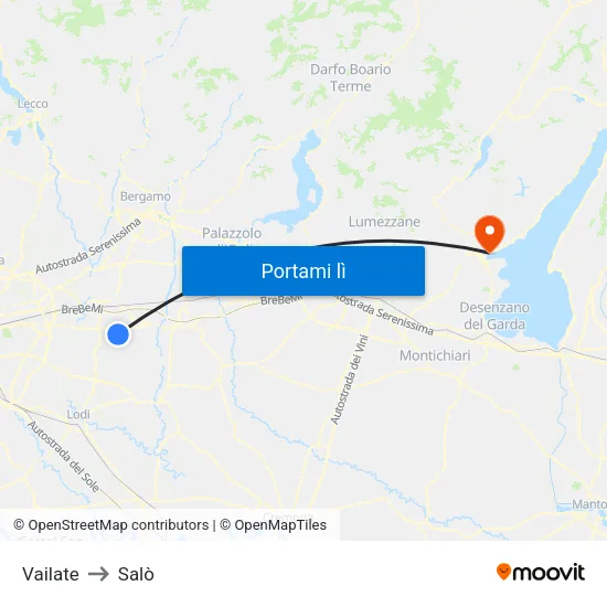 Vailate to Salò map