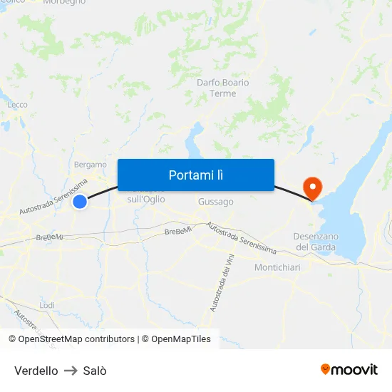 Verdello to Salò map