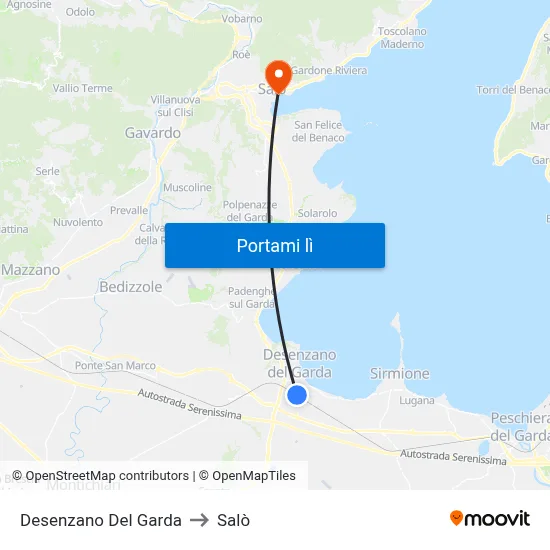 Desenzano Del Garda to Salò map