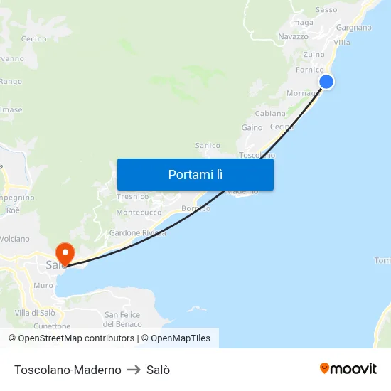 Toscolano-Maderno to Salò map