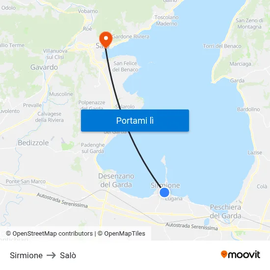 Sirmione to Salò map