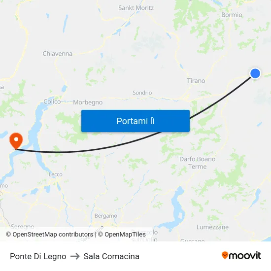 Ponte Di Legno to Sala Comacina map
