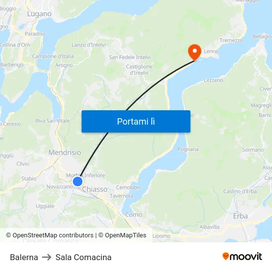 Balerna to Sala Comacina map