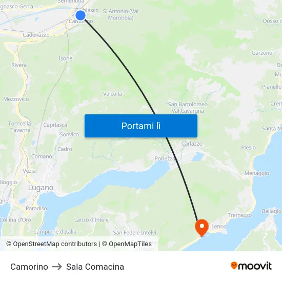 Camorino to Sala Comacina map
