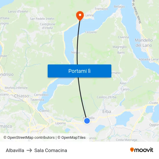 Albavilla to Sala Comacina map