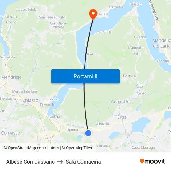 Albese Con Cassano to Sala Comacina map