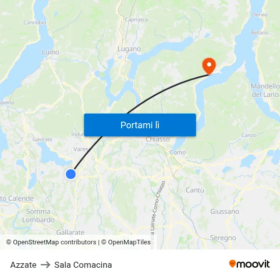 Azzate to Sala Comacina map