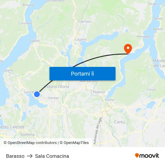 Barasso to Sala Comacina map