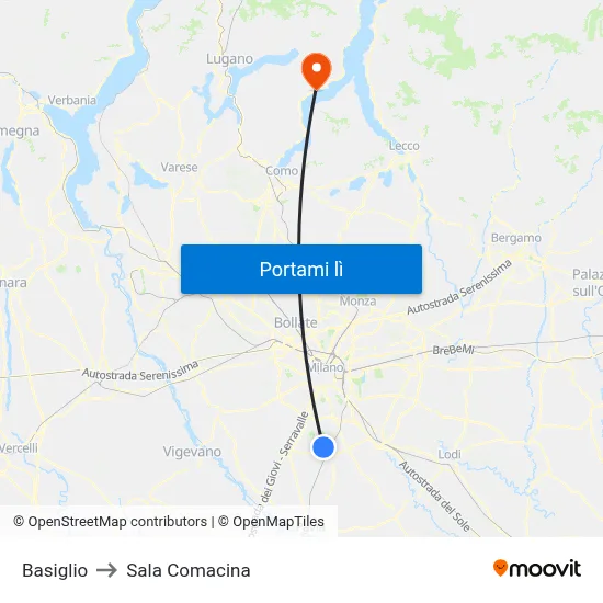 Basiglio to Sala Comacina map