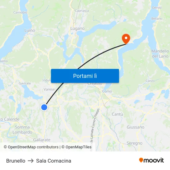 Brunello to Sala Comacina map