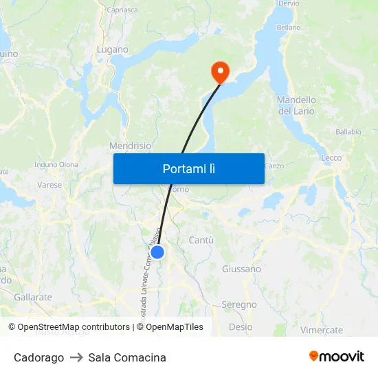 Cadorago to Sala Comacina map