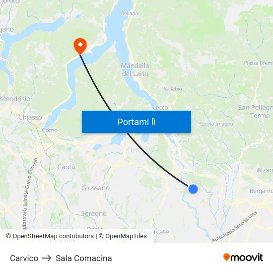 Carvico to Sala Comacina map