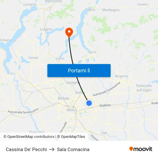 Cassina De' Pecchi to Sala Comacina map