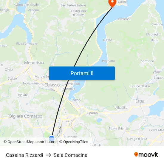 Cassina Rizzardi to Sala Comacina map