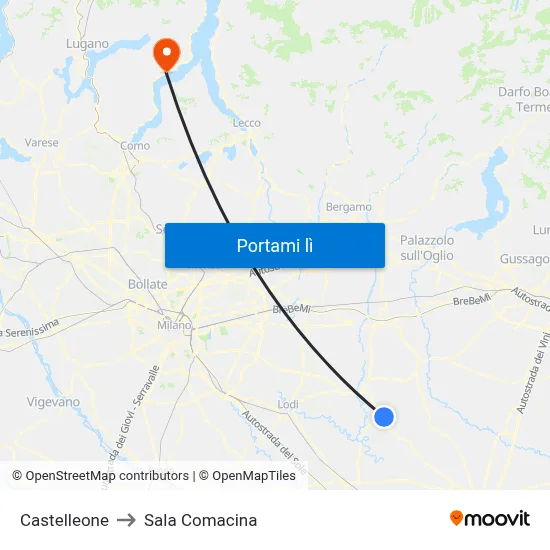 Castelleone to Sala Comacina map