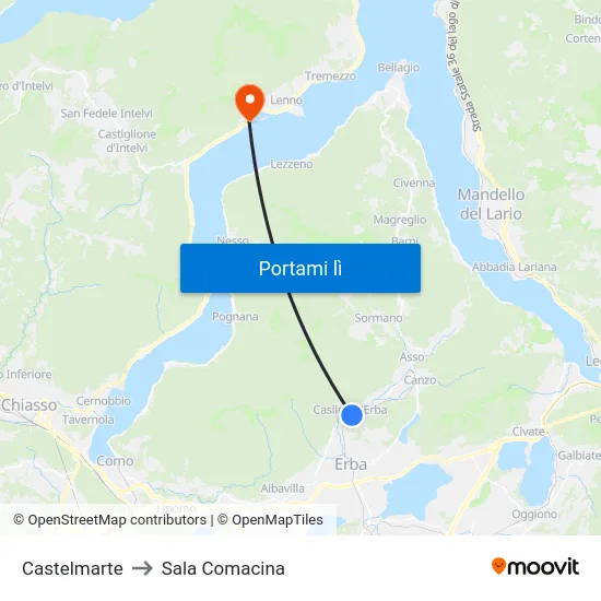 Castelmarte to Sala Comacina map