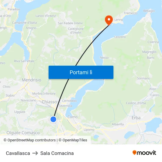 Cavallasca to Sala Comacina map