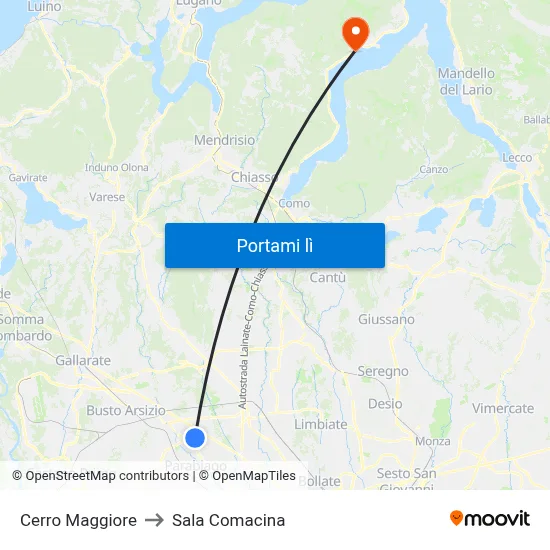 Cerro Maggiore to Sala Comacina map
