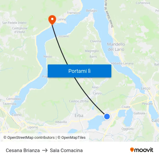 Cesana Brianza to Sala Comacina map