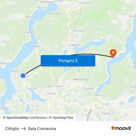 Cittiglio to Sala Comacina map