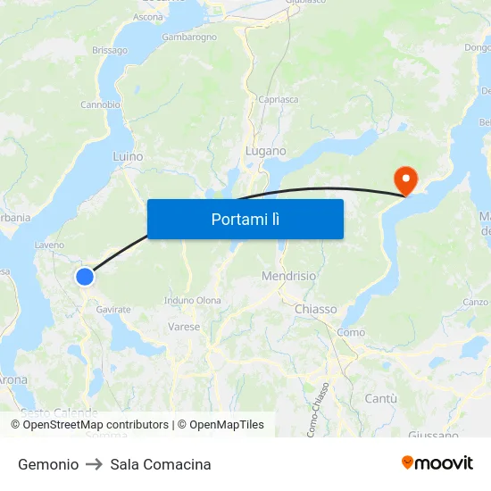 Gemonio to Sala Comacina map