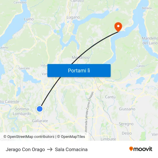 Jerago Con Orago to Sala Comacina map