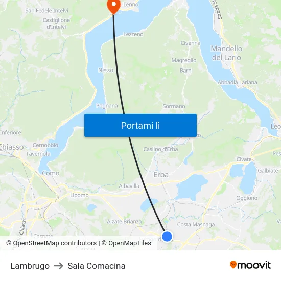 Lambrugo to Sala Comacina map