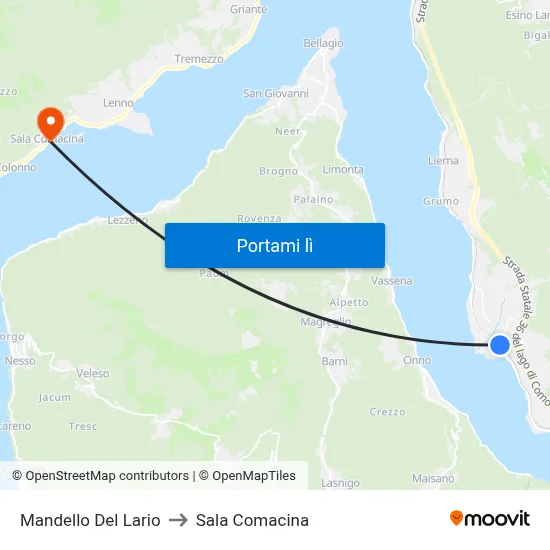 Mandello Del Lario to Sala Comacina map