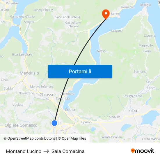 Montano Lucino to Sala Comacina map