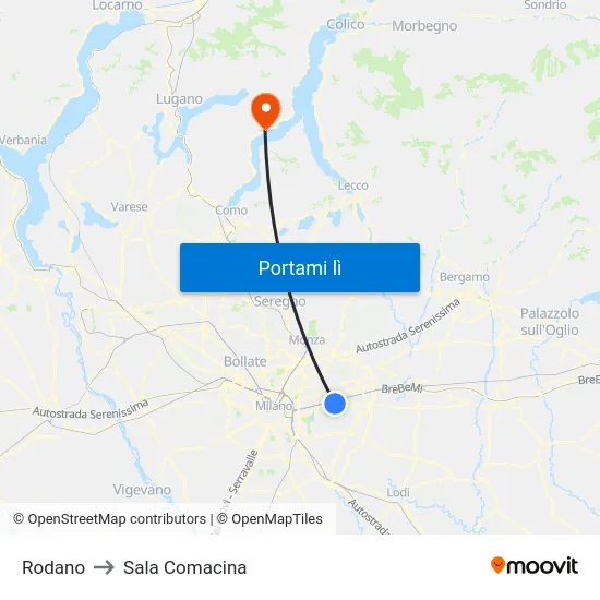Rodano to Sala Comacina map