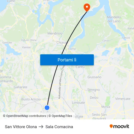 San Vittore Olona to Sala Comacina map