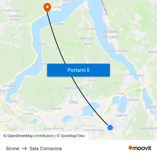 Sirone to Sala Comacina map