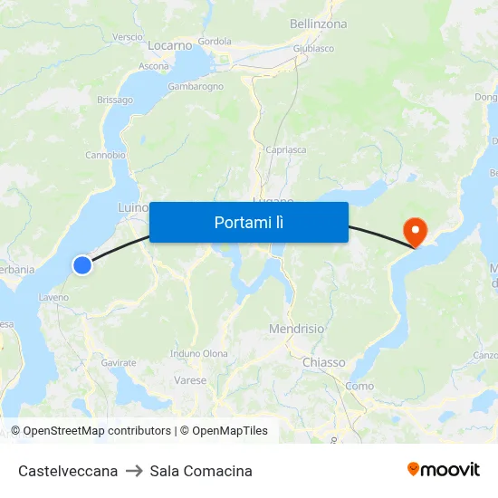 Castelveccana to Sala Comacina map
