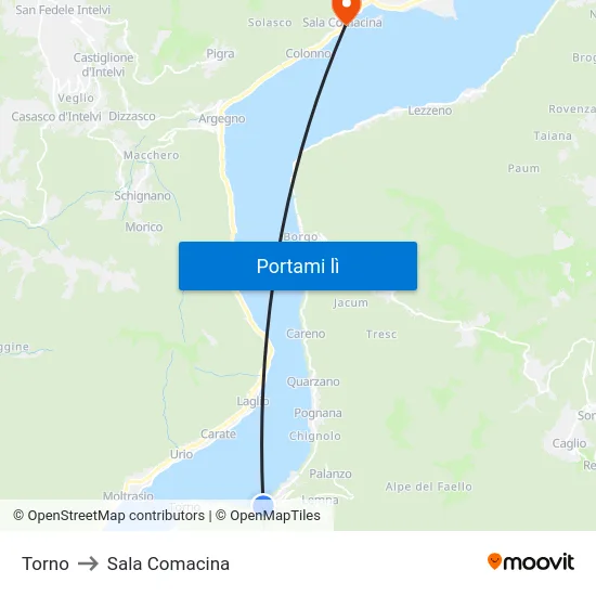 Torno to Sala Comacina map