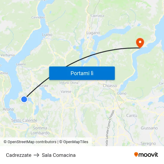 Cadrezzate to Sala Comacina map