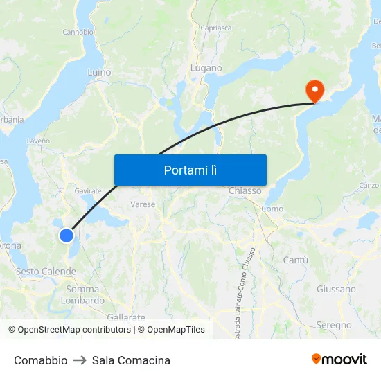 Comabbio to Sala Comacina map