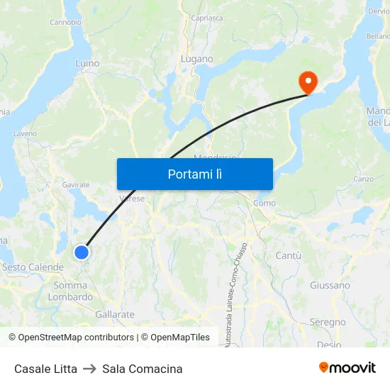 Casale Litta to Sala Comacina map