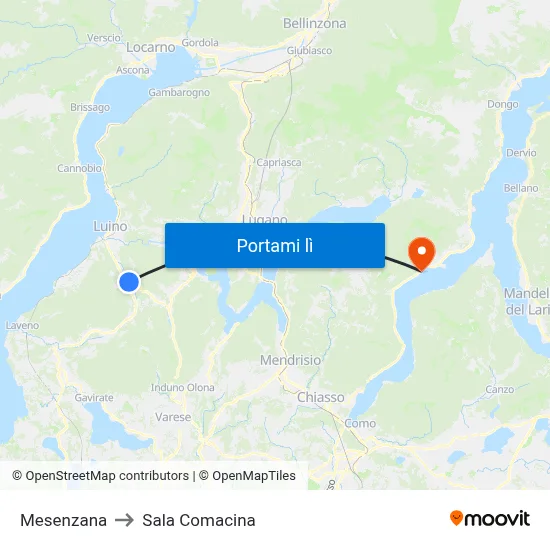 Mesenzana to Sala Comacina map