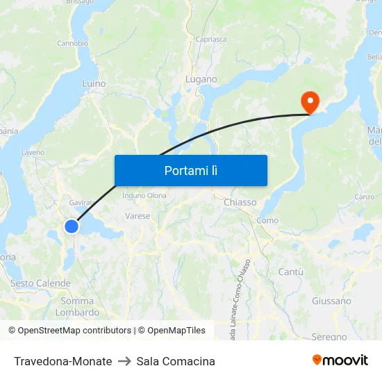 Travedona-Monate to Sala Comacina map