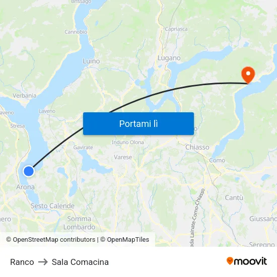 Ranco to Sala Comacina map
